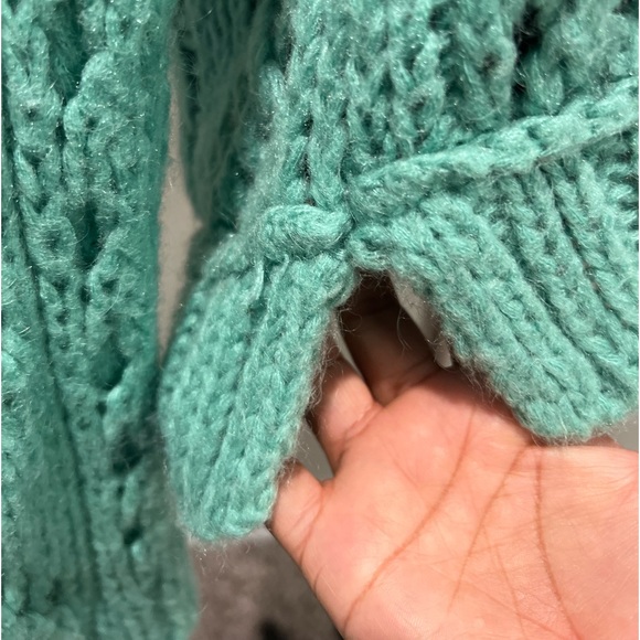 Free People Open Knit Mint Green Long Sleeve Sweater Size Medium - Picture 7 of 12